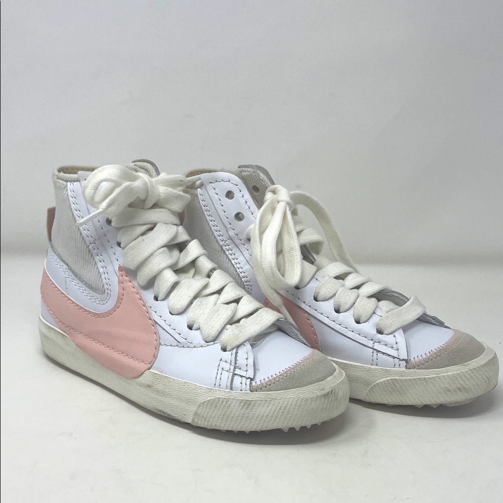 Nike White Pink Blazer Mid ‘77 Jumbo Retro Style Lace Tennis Shoes Size 7